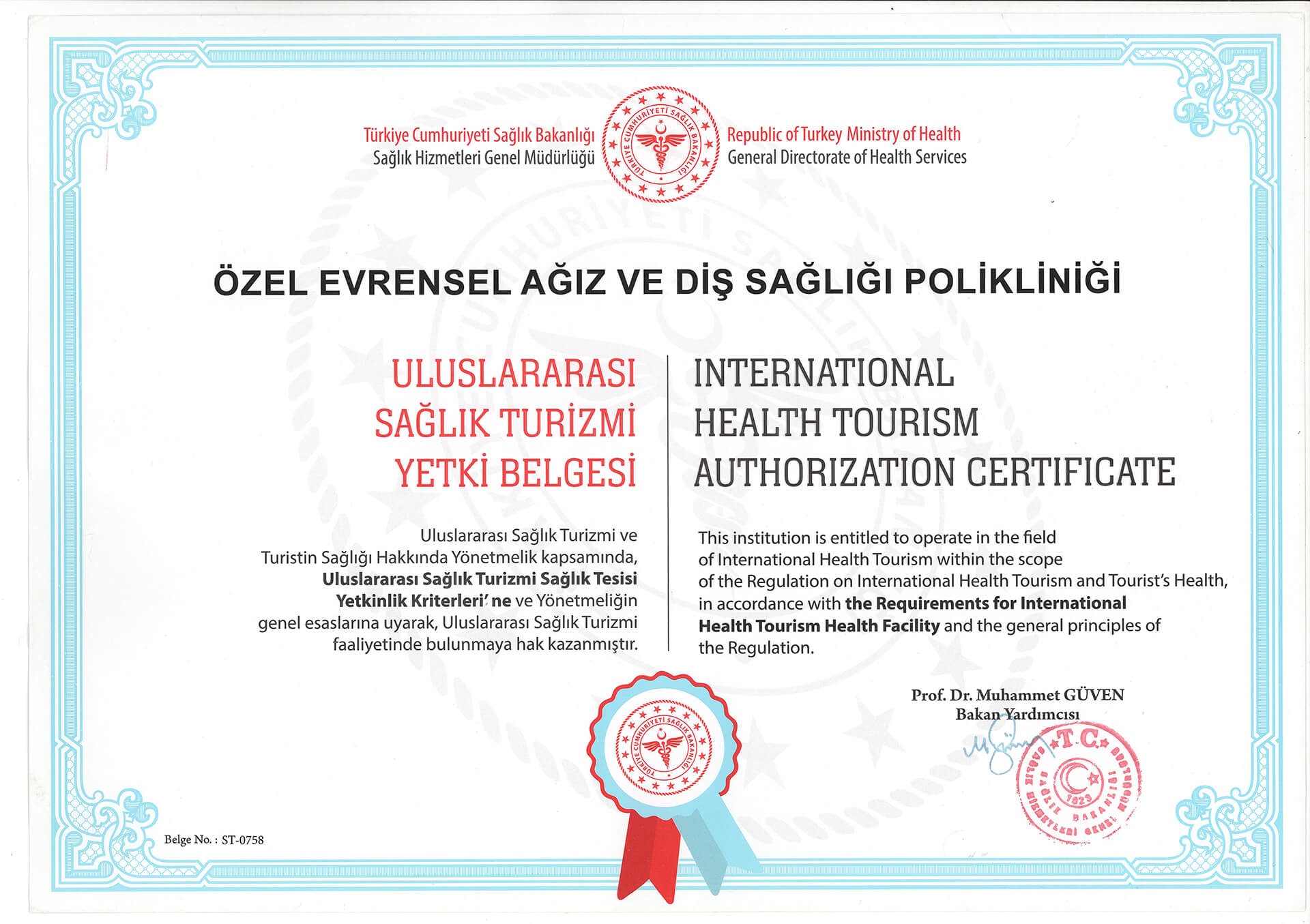 Saglik Turizmi Yetki Belgesi